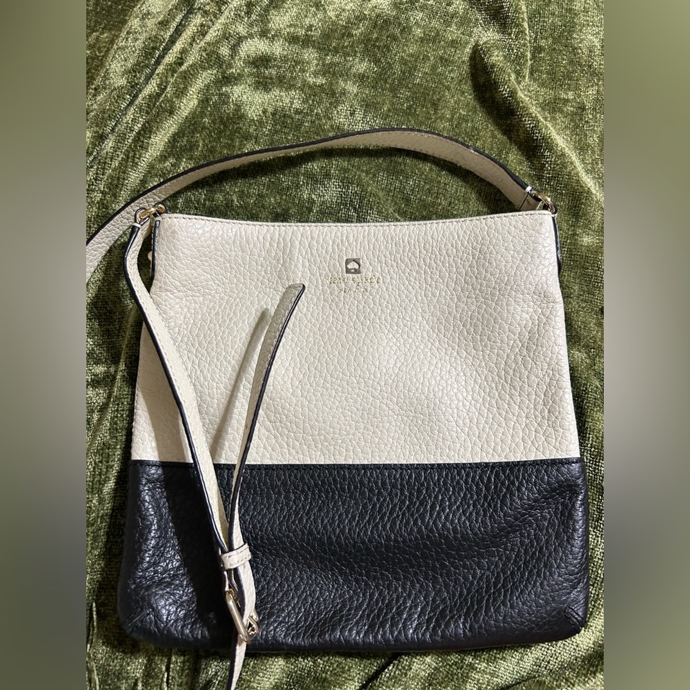 Kate Spade Ivory and Black Leather Crossbody Purse